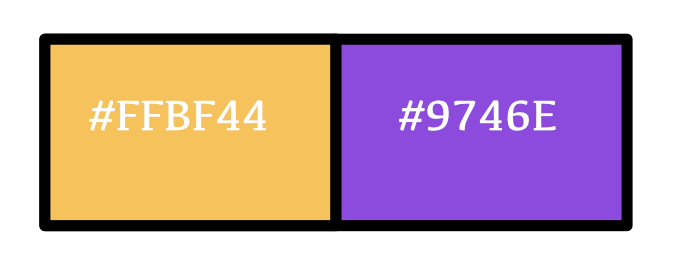 Color swatches: yellow-orange and purple
